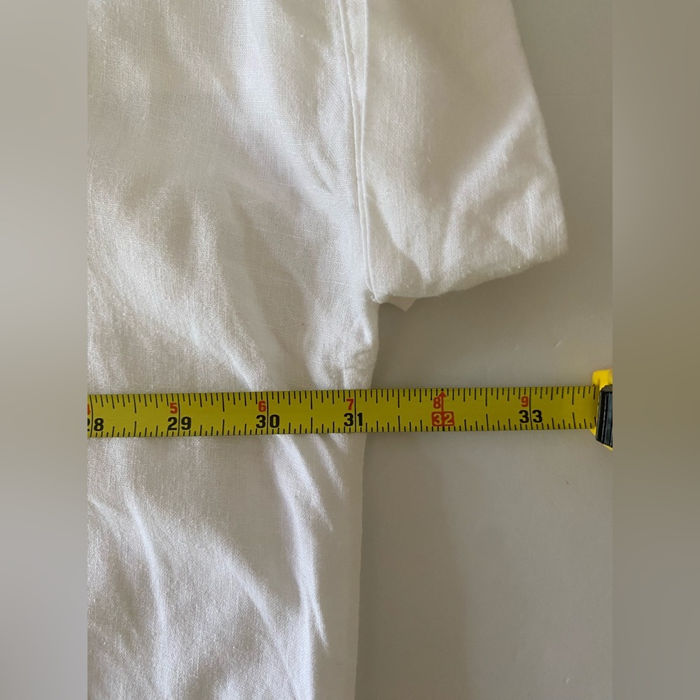 Madewell Women White Linen Blend Short Sleeve Central Shirt Popover 2X Back Slit - Picture 7 of 9